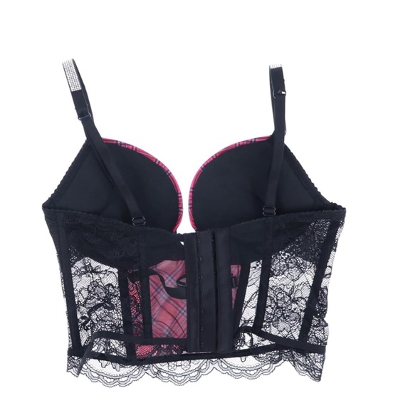 Victoria secret Bombshell Add 2 Cups Push up 34A Longline Lace Plaid NWT - Picture 8 of 9